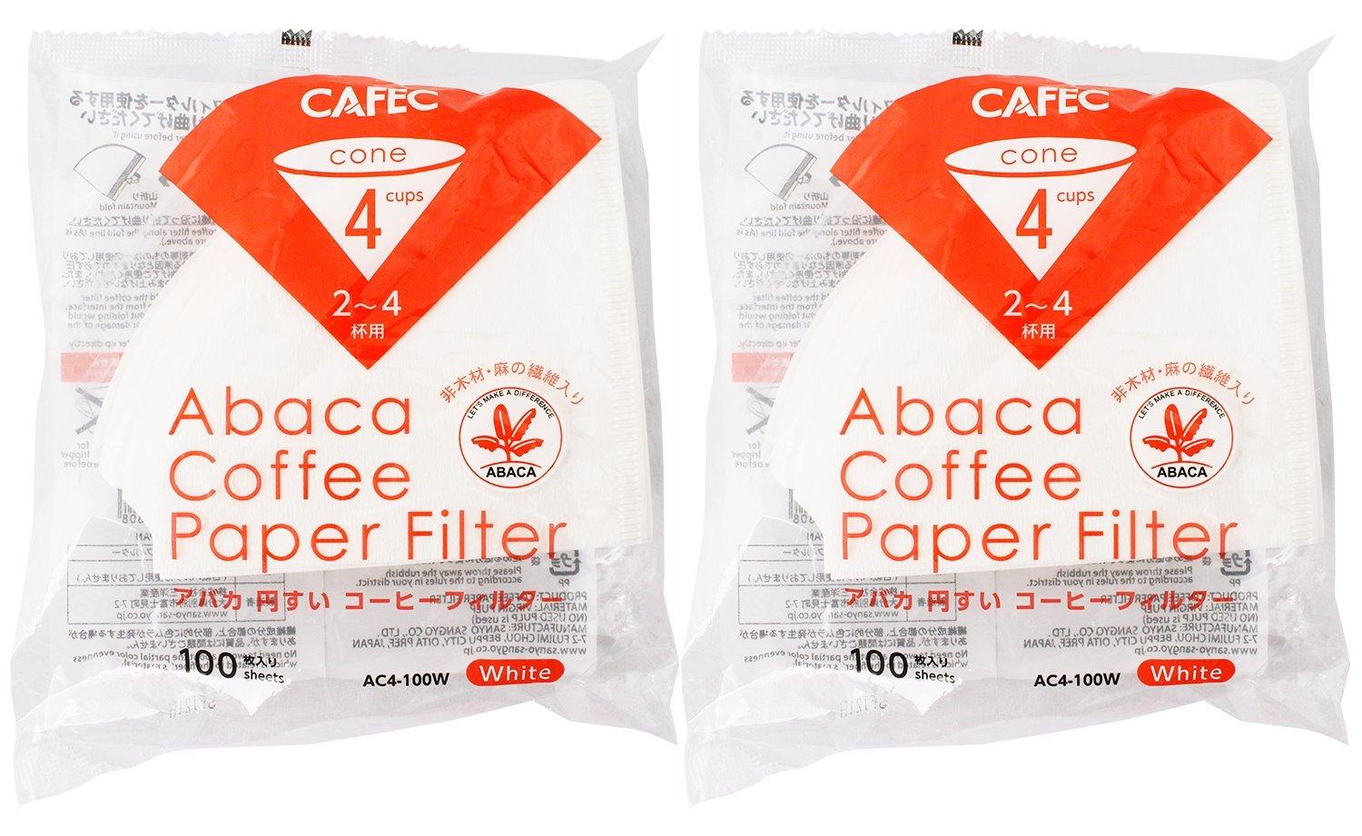 Sanyo Sangyo Coffee 100 Filters per 200 Filters Filters, Abaca, Conical, 2-4 Cups, Pack, White, Total, AC4-100W белый