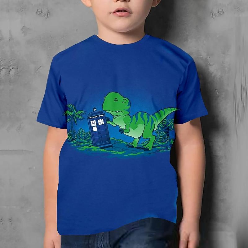 Kids Boys' T Shirt Short Sleeve Dinosaur Graphic Animal Black Children Tops Summer Active Cool Cute School Daily