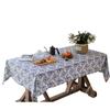 Cotton Linen Nordic Blue Vine Flower Tablecloth Round Rectangular Cover Towel Retro Pastoral Table Cloth Photo Background Wall