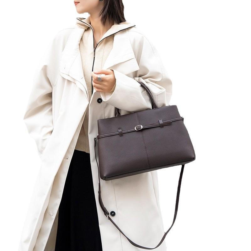 Top Layer Cowhide Crossbody Single Shoulder Large Capacity Genuine Leather Tote for Work Commuter Women's Bag All-in-one Tote Bag