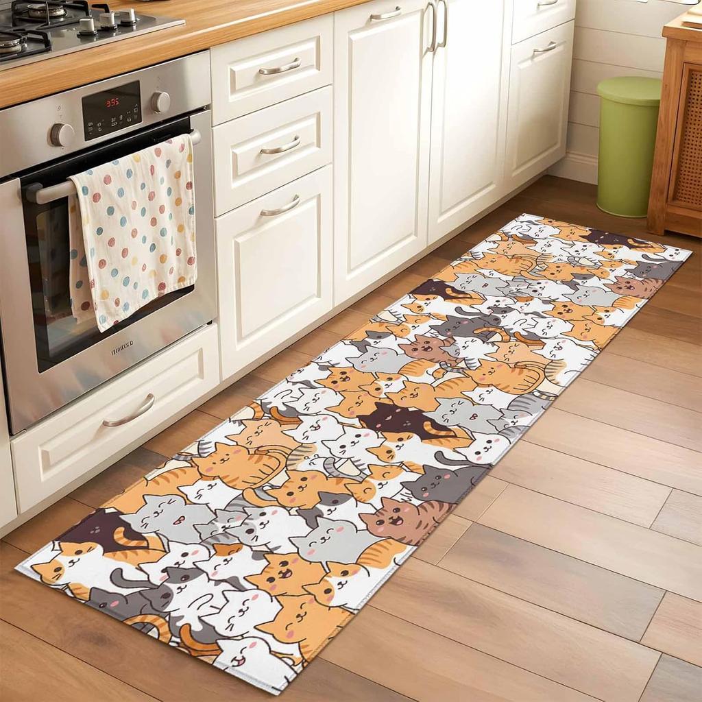 Cartoon Katze Läufer Teppiche Niedliches Tier Muster Saugfähige Rutschfeste Matten Modernes Indoor Flur Küche Schlafzimmer Dekor Langer Teppich