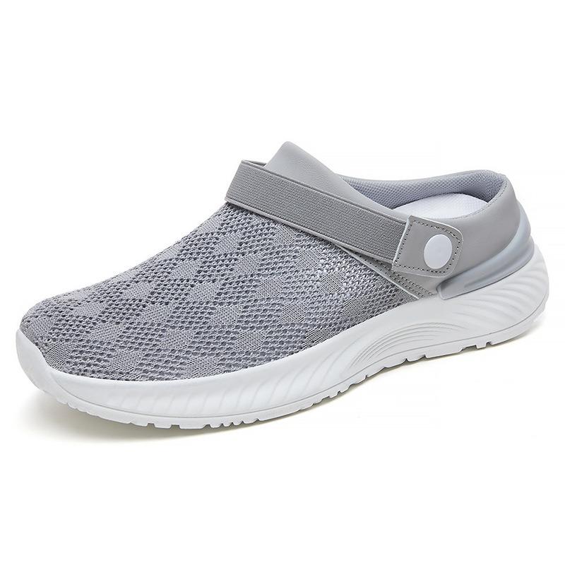Women's Shoes Summer Half-tray Fly-woven Breathable Casual Shoes, Light Slippers On One Foot, Fashionable Mesh Shoes To Wear Outside
