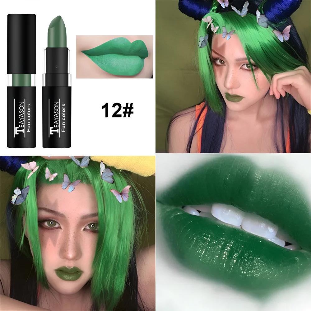 12 Kleuren Matte Nude Klei Lippenstift Vampier Make-up Punk Zwarte Lipgloss Donkere Verf Stick Duurzame Waterdichte Langdurige Cosmetica