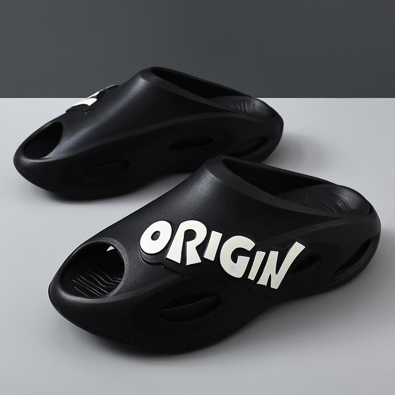 

Мужские толстоподошвенные нескользящие уличные спортивные повседневные пляжные шлепанцы 40-41 чёрный