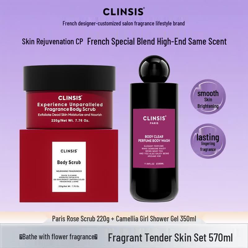 CLINSIS Floral Series Shower Gel  Body Scrub Set