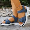 Sandali da donna estivi piatti con suola spessa, modello ciabatta con cinturino in velcro, calzature casual romane da spiaggia, disponibili in taglie grandi.