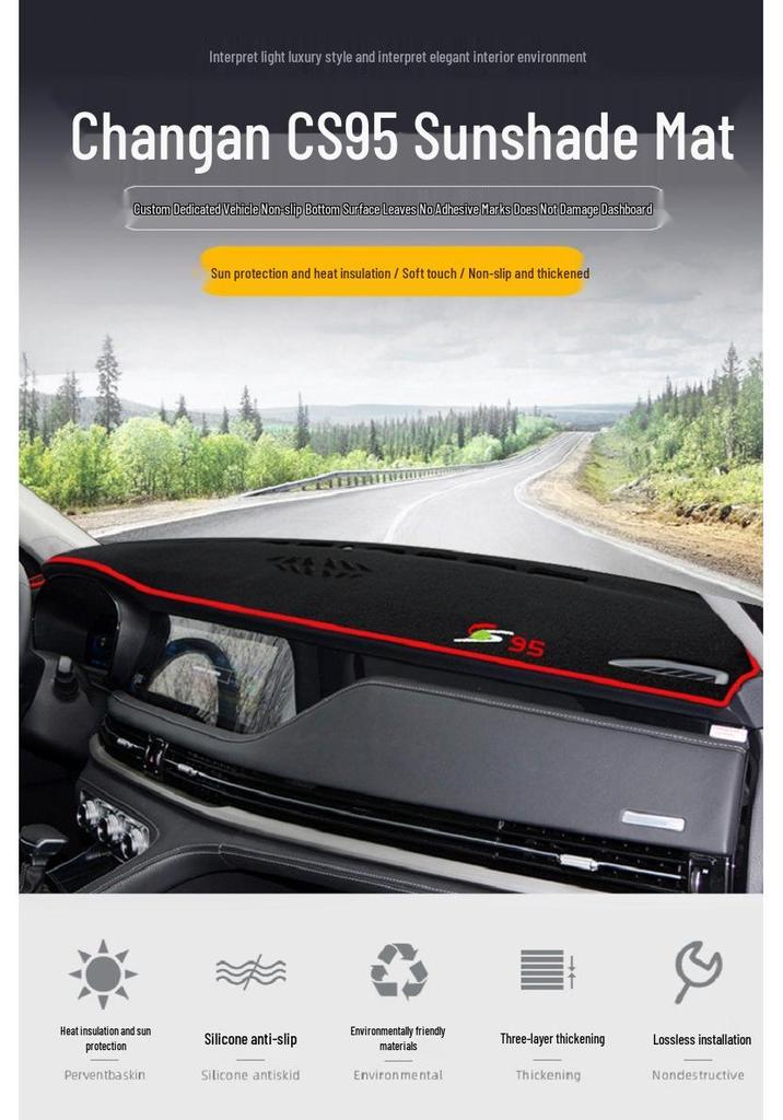 Chang'an CS95 Center Console Sunshade Pad (17-23 Yrs) - Anti-Glare, Dashboard Sun Protection
