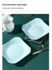 Gold Rim Celadon Square Plate - Light Luxury Ceramic Tableware Set