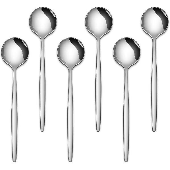 5.1 Inch Coffee & Tea Spoon,6 Pieces Gold Stainless Steel Teaspoon,Mini Spoons For Dessert And Coffee,Durable Demitasse Coffee Spoons For Dessert серебряный