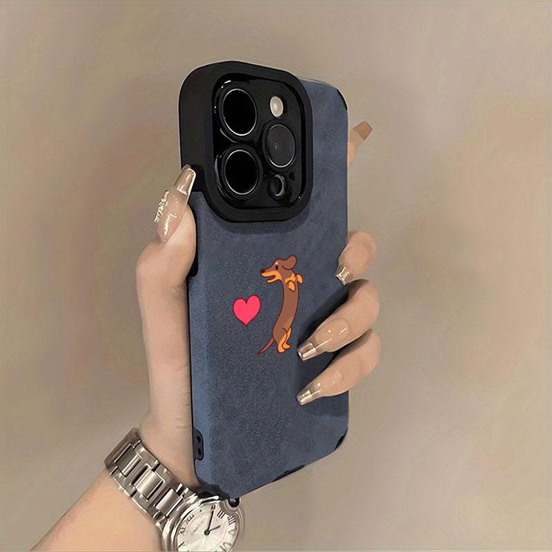 

Милый такса и сердце узор Чехол для телефона Для iPhone 17 16 Pro 15 14 13 12 11 Pro Max 17 Air 16E Plus X XR XS Max Мягкая крышка iPhone 12 Pro Max