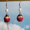 Natural Dried Rose Flower Earrings - Fresh, Sweet Ear Ornaments