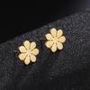Dawapara Minimalist Four Leaf Clover Stud Earrings for Women Girls Sunflower Good Luck Gift Stainless Steel Irish Jewelry