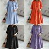 Casual A Line Dress With Pockets For Womens Autumn Style In Cotton Linen Fabric