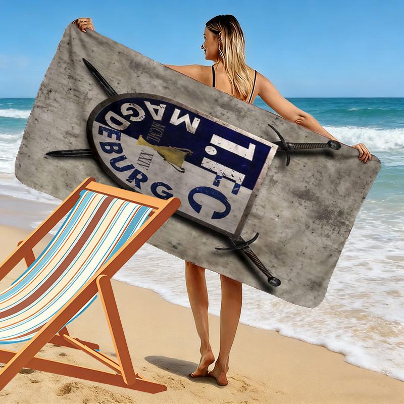 1. FC Magdeburg Print Beach Towel, Large Soft Quick Dry Towel for Beach Camping Swimming