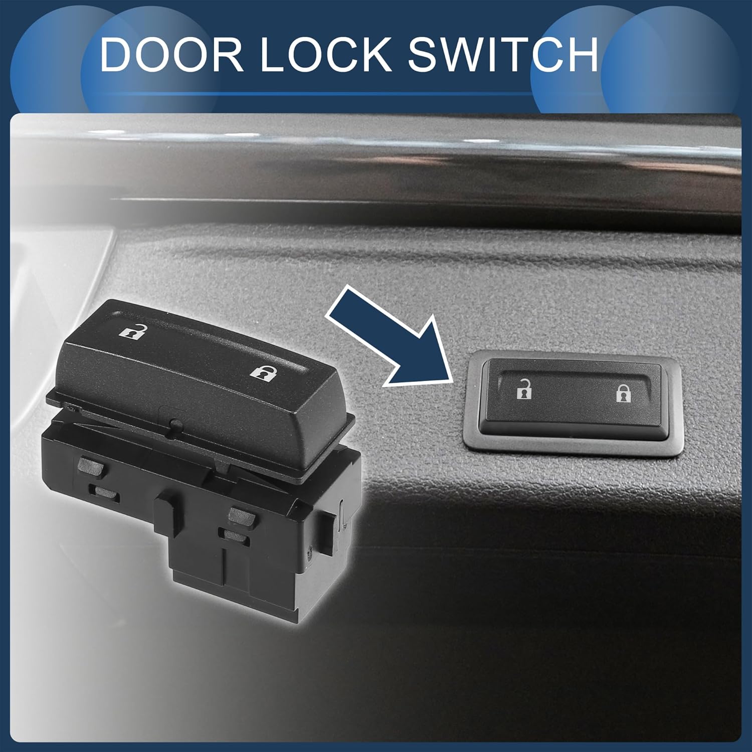 

Car Door Lock Switch, Front Left Driver No.22901816 for Chevrolet Silverado 1500 2016 2017 2018 Black, 1 Pcs