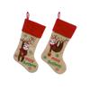 Chaussette de Noël Brodé avec Applique pour Décoration d'Arbre