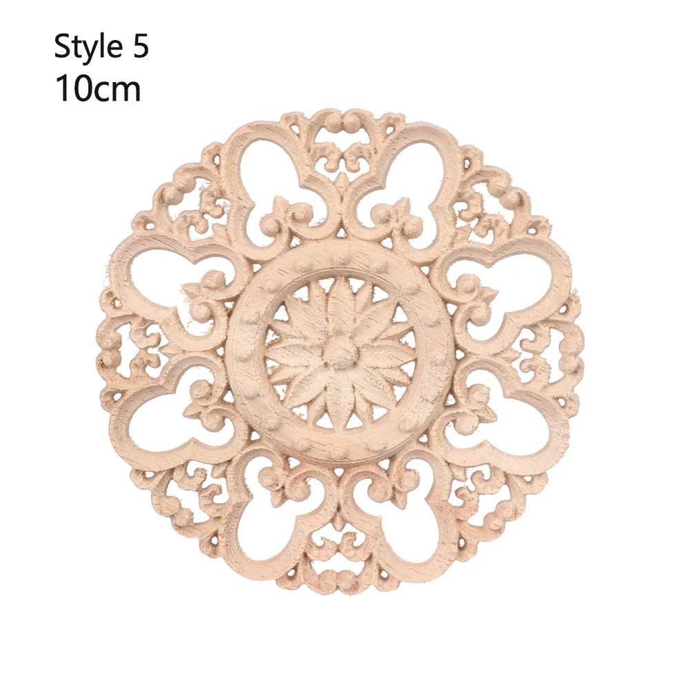 Natural Woodcarving Rose Flower Corner Appliques Wood Floral Carved Furniture Cabinet Door Unpainted Mouldings Decal Decorative
