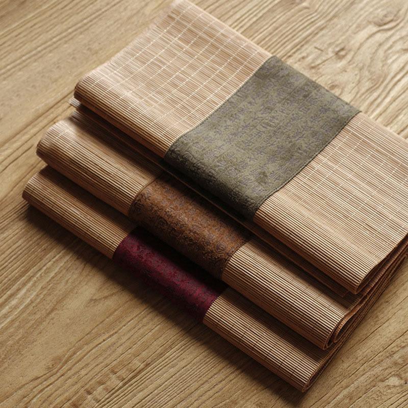 Fabric Bamboo Tea Mat Linen Zen Table Runner Japanese Tea Tray Mat Tablecloth Tea Set Accessories 30x60cm красный