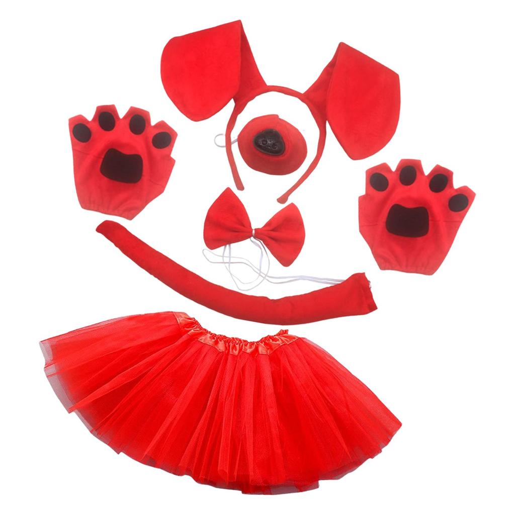 Dog Ears Headband and Long Tail Cosplay Props Bowtie Dogs Nose Gifts Costume Accessories Animal Ears Headband for Kids