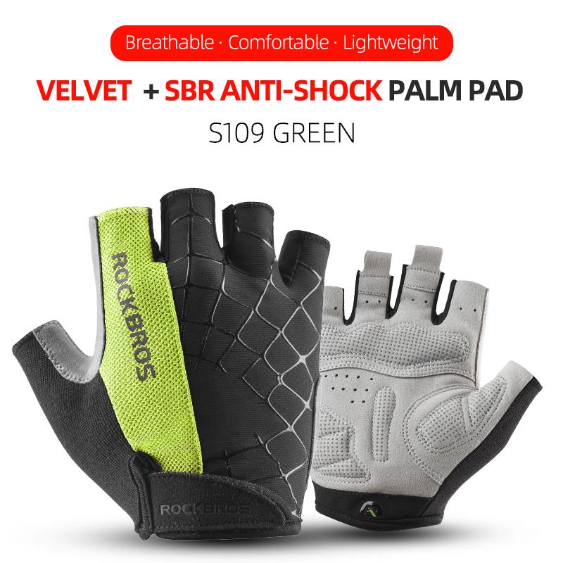 ROCKBROS Cycling Bike Gloves Half Finger Shockproof Breathable MTB Mountain Bicycle Sports Gloves Men Women Cycling Short Gloves