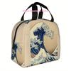 1pc Great Wave Off Kanagawa Printed Thermal Insulated Bag – Reusable, Portable & Refrigerated for Home, Restaurant, or Office Us