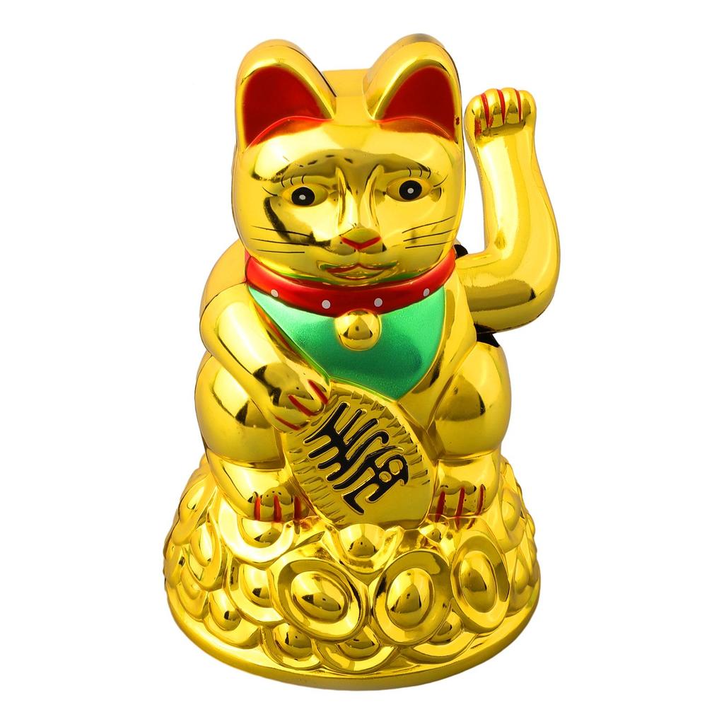 4.5/6.5inch Chinese Lucky Cat Decoration Waving Arms Chinese Lucky Waving Cat Beckoning Maneki Neko Gold Fortune Feng Shui