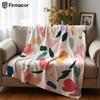 Macaron Color Block Lightweight Microfiber Soft Christmas Fleece Blanket Warm Cozy Throw for Bed Sofa Office Travel All Season