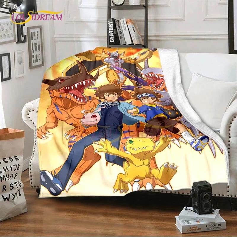 New Cartoon Digimon Blankets for Beds Anime Blanket Queen Size Soft Bed Sheet Rome Decor Winter Bedding Cover Kids Gift Picnic