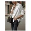 Women's Retro Hong Kong-Style White Satin Drape Shirt - Loose-Fit Korean Design