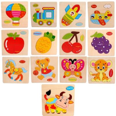 Wooden 3D Puzzle Jigsaw Wooden Toys For Children Cartoon Brain Teaser Puzzles Intelligence Kids Toys