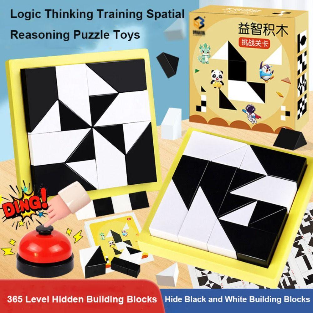 161 Level Hidden Building Block Logic Thinking Training Spatial Reasoning Intelligent Puzzle Toys Puzzle Black White