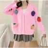 Strawberry Gentle and Sweet Knitted Sweater Cardigan Jacket Women's Autumn Thickened Outer Long-sleeved Top