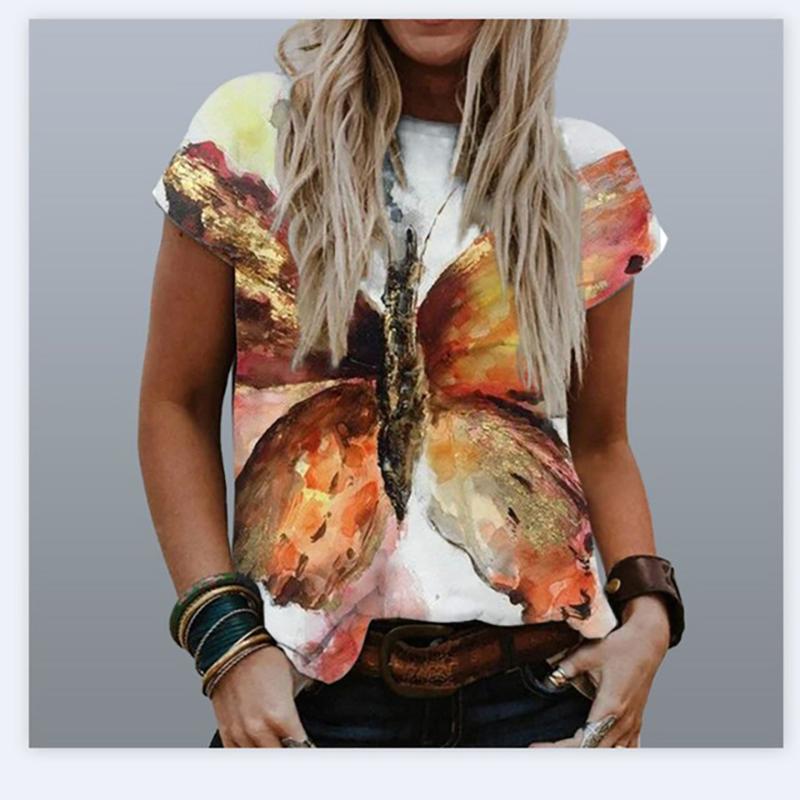 Summer T-Shirts Butterfly 3D Print Streetwear Women's Casual Fashion Oversized O-Neck T Shirt Female Girl Tops Tees Clothing