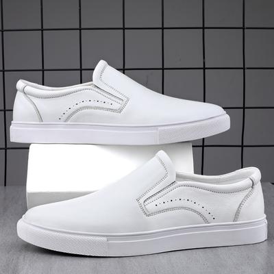 Genuine Leather Shoes Mens Slip On Casual Shoes High Quality Men's Shoes Cow Leather Luxury White Shoes Breathable Sneakers Men