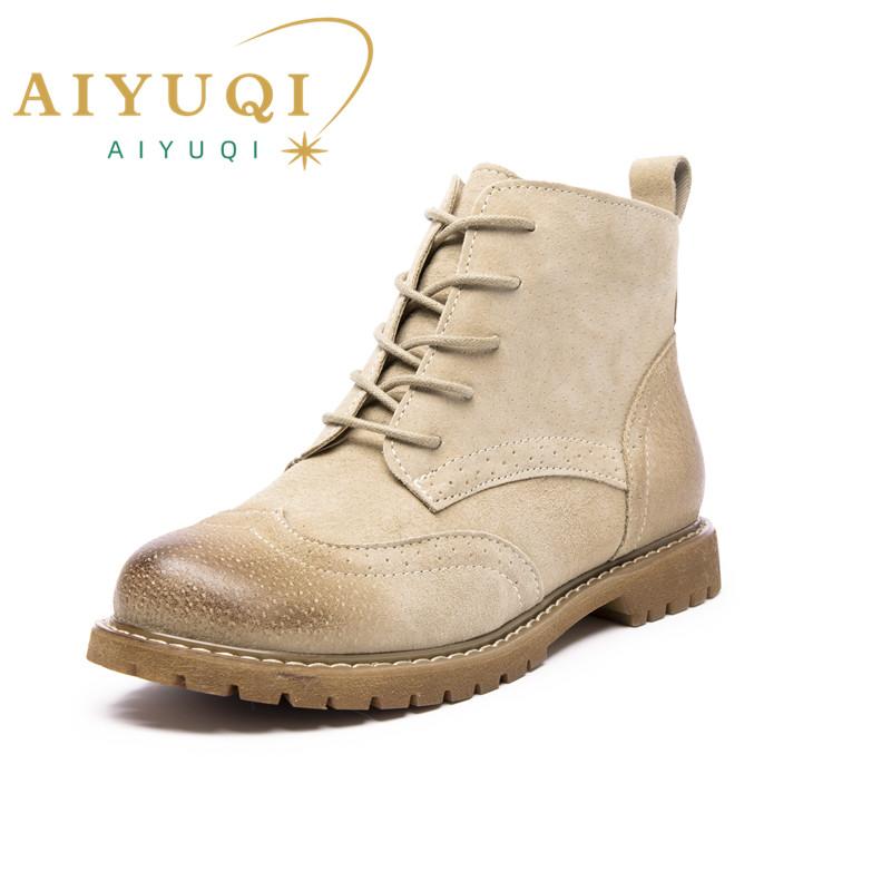 Fashion Women Booties Fur 2025 Autumn Genuine Leather Female Short Boots Suede British Lace Retro Trend Women Ankle Boots