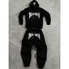 Set Trendy con Felpa e Pantaloni da Jogging da Uomo con Motivo a Lettere e Tasca con Coulisse Set Due Pezzi per Outdoor Casual Sportivo