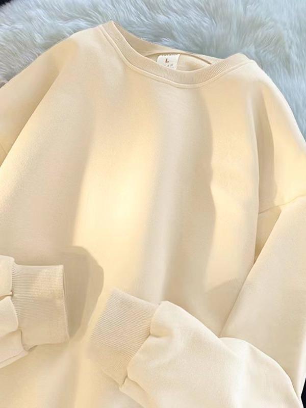 Men's and Women's Autumn/Winter Plus Velvet Solid Color Thick Loose Hoodie, 380g, 2023.
