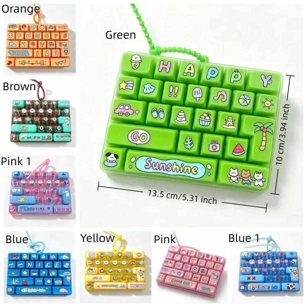 Cartoon 26-Key Keychain 26 Key Grid Keycap Clicker Mechanical Keyboard Keychain Bag Charm