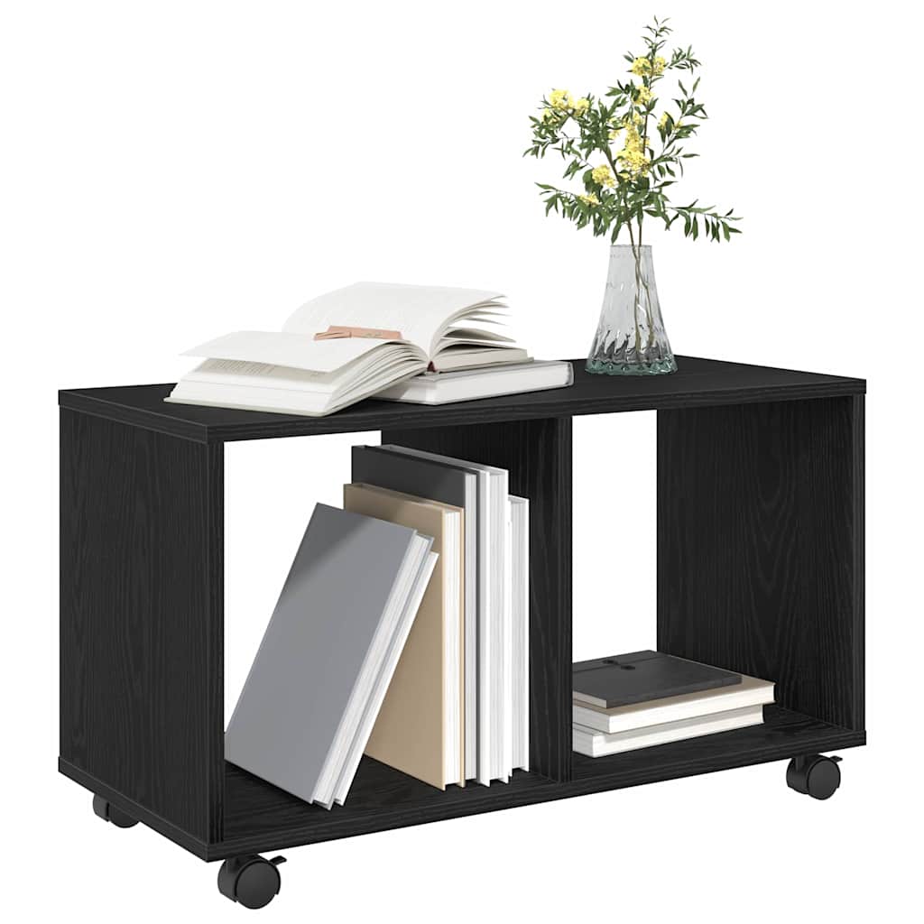 Side Table with Shelf Black Oak Effect 72 X 33 X 42.5 Cm