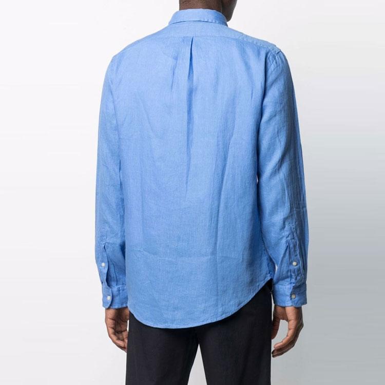 Polo Ralph Lauren Ss21 Solid Long Sleeve Shirt With Pony Embroidery Men Shirts Light-Blue 710829444-002