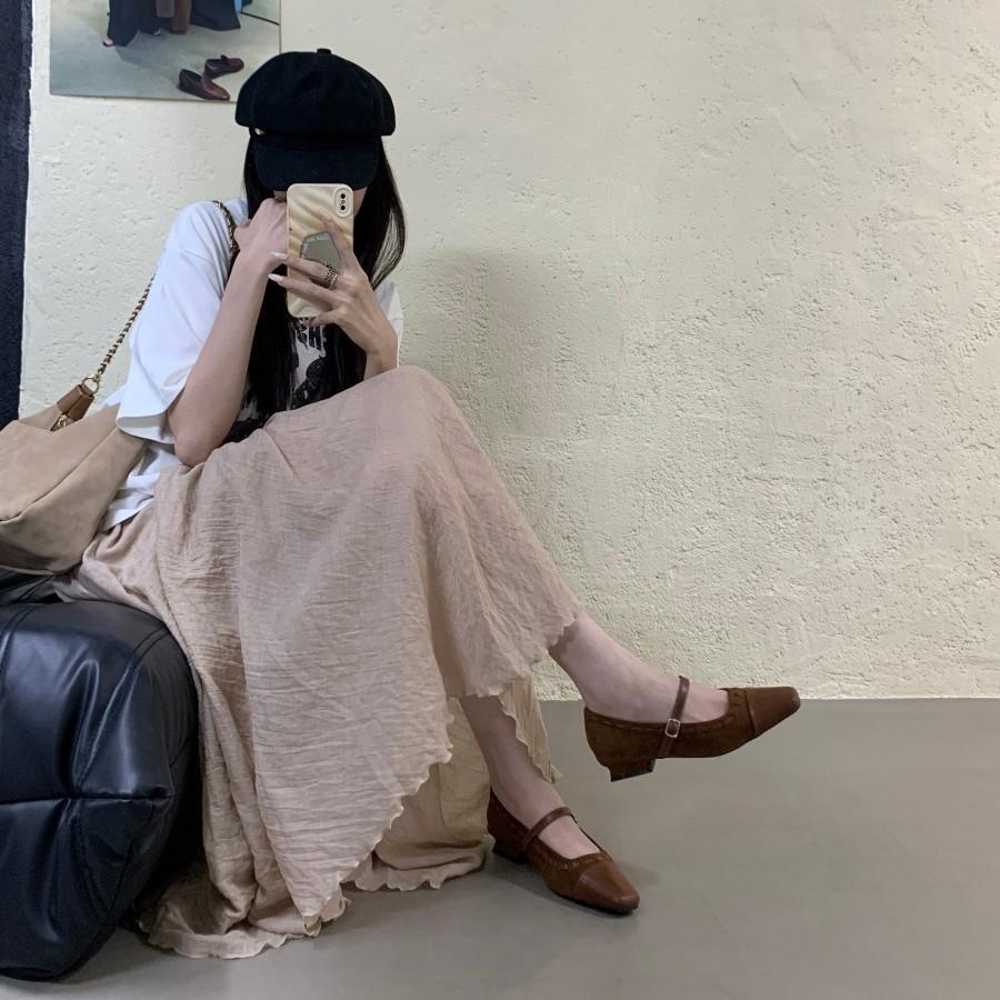 Thick Heel Shallow Mouth Mary Jane Shoes Versatile Women's Shoes 2025 Autumn New Suede Word with Retro Single Shoes