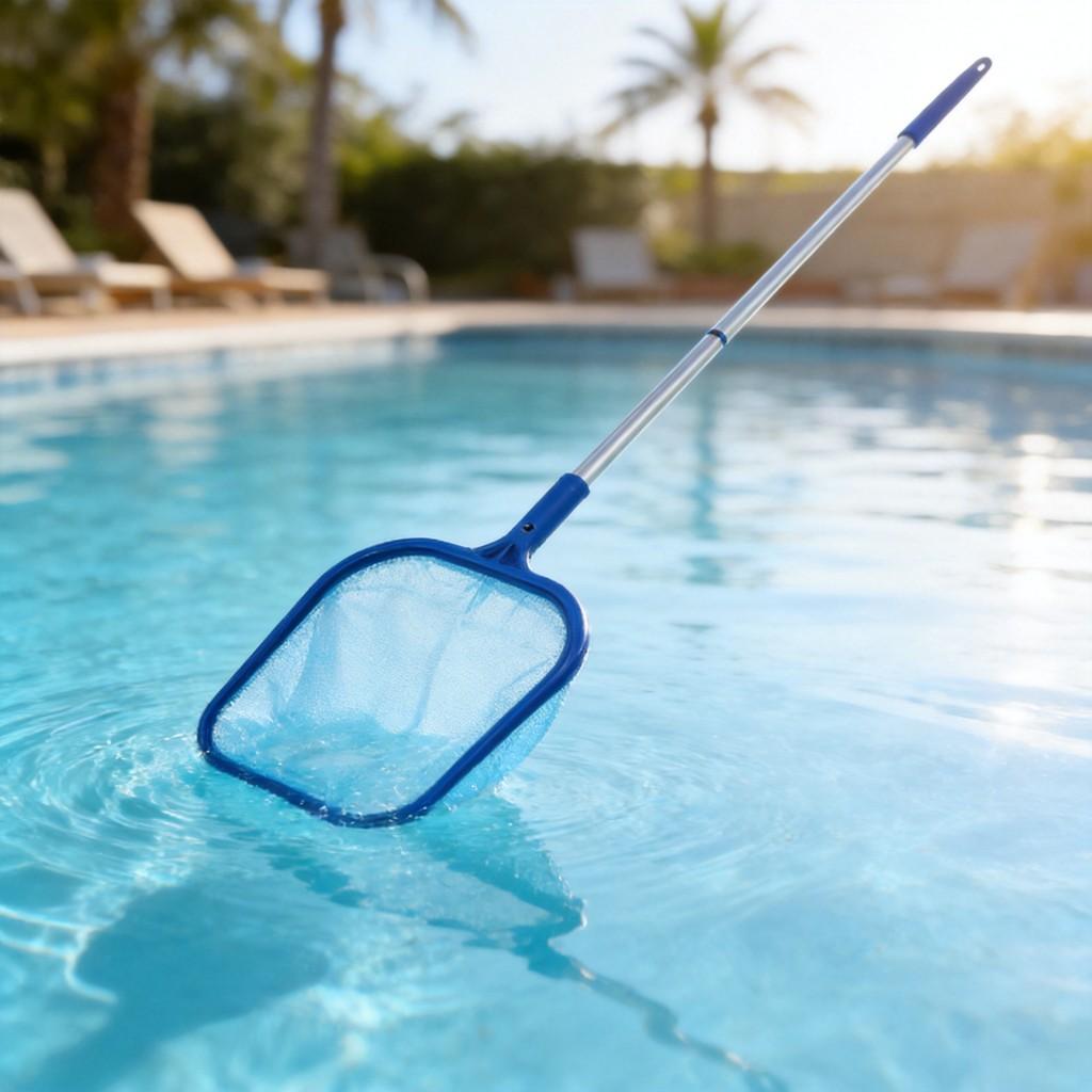 Pool Skimmer Net With Detachable Aluminum Handle For Inground And Above Ground Pools