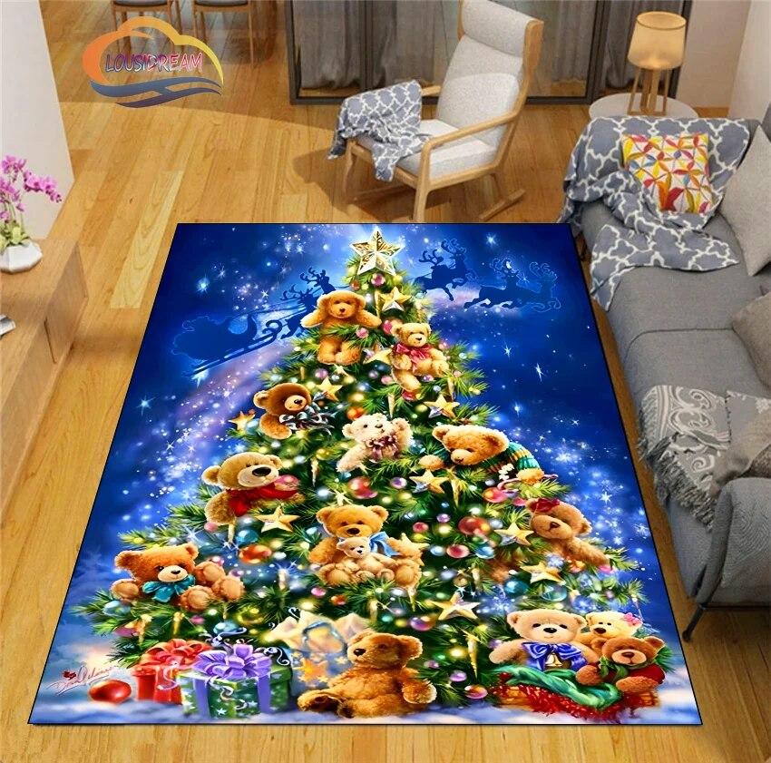 3D Printed Christmas Floor Mats Carpet  Santa  Fashion Bedroom Mat Living Room Office Children  Home Decor