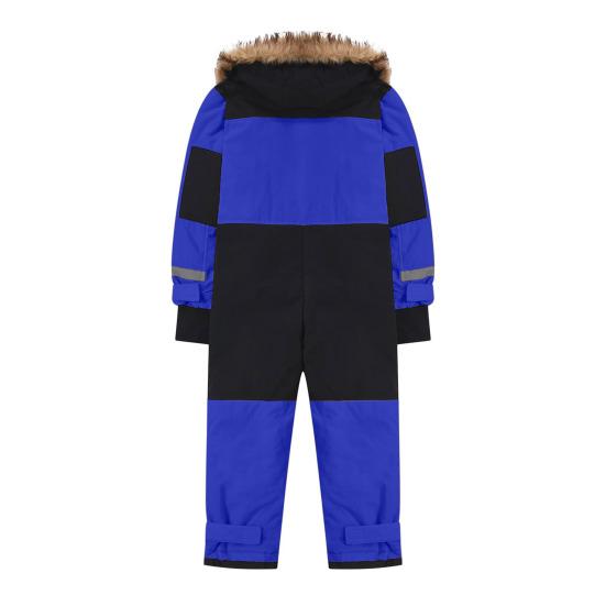 Kids One Piece Ski Suit Waterproof Windproof Snowsuit Tear-Resistant Warm Coral Fleece Lining Winter Outdoor Overalls for Boys Girls Snowboarding