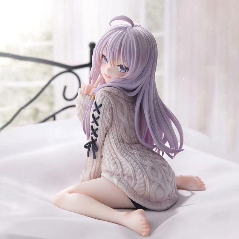 Wandering Witch: The Journey of Elaina Sitting Pose Figure, Elaina In Sweater Dress Looking Back, Anime Beautiful Girl Ornament