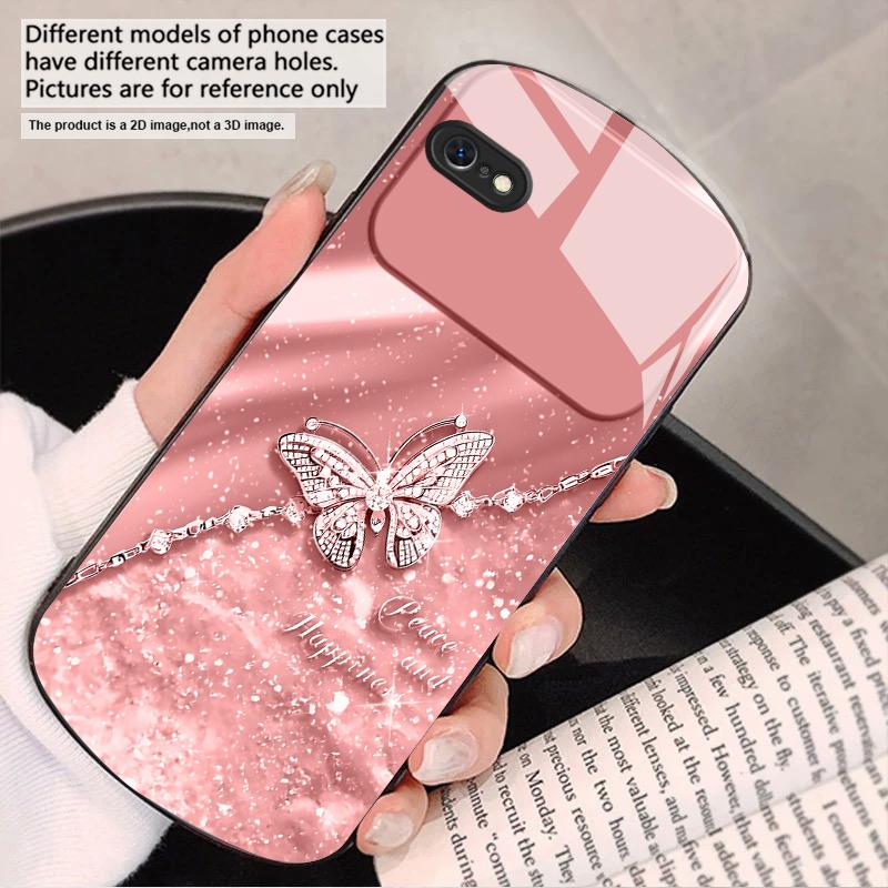 

An elegant blue butterfly For iPhone 17 16 15 14 13 Plus 12 mini 11 Pro Max XR Xs Max X 7 8 6S 22 20 Elliptical glass phone case iPhone 15 Pro Max