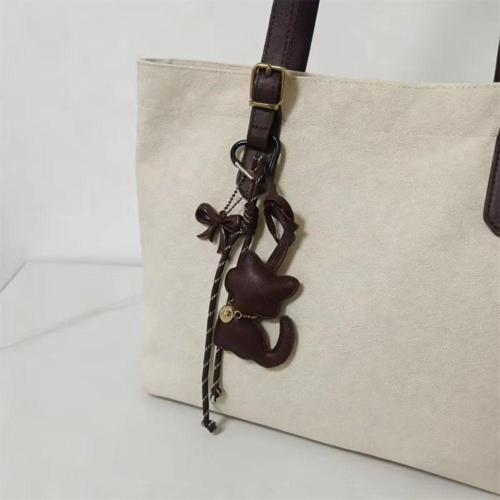 Portachiavi Catenella Portachiavi Gatto con Fiocco Carino Ciondoli per Borsa Portachiavi Gatto alla Moda in Pelle Accessorio Regalo