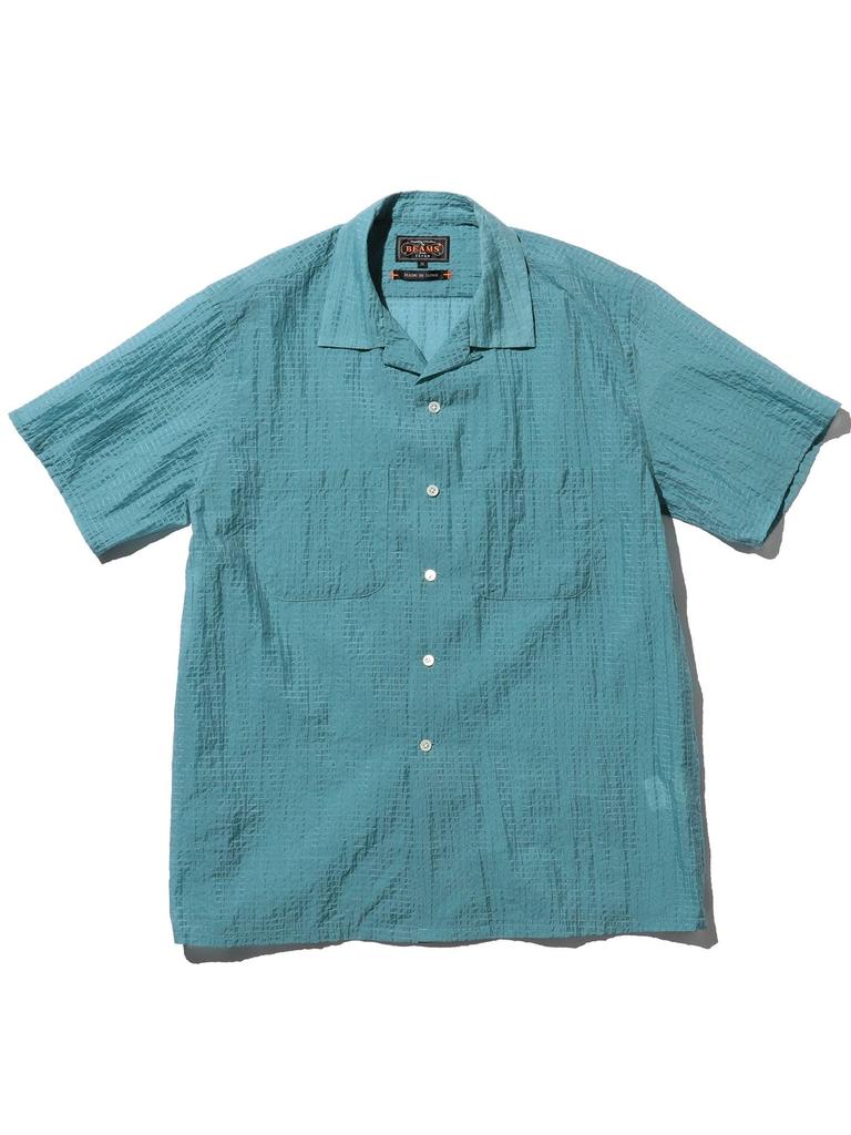 Beams Plus Men's Open Collar Bumpy Nylon S/S Shirt, Size S