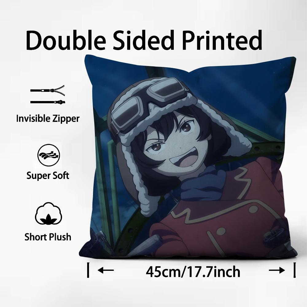 Action Anime The Magnificent Kotobuki Cushion Cover Soft & Easy-Wash Pillow Case – Versatile For Couch, Bed, Travel And Office