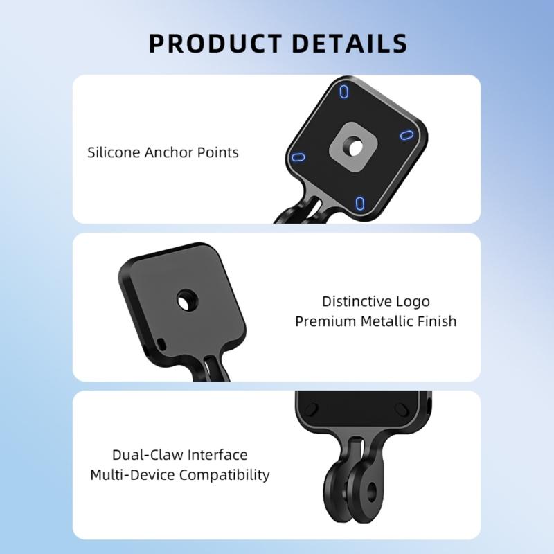 Magnetic Action Camera Holder Double Claws Grip For Helmet Tripods Mounts Rapid Toolless Installation Aluminum Material